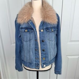 Miss Posh Women’s Denim Jacket with Faux Fur Collar size medium
